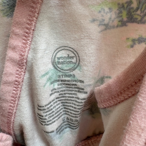 Wonder Nation 3T Girls Pink and Green Tropical Island Romper with Pockets - Picture 5 of 6